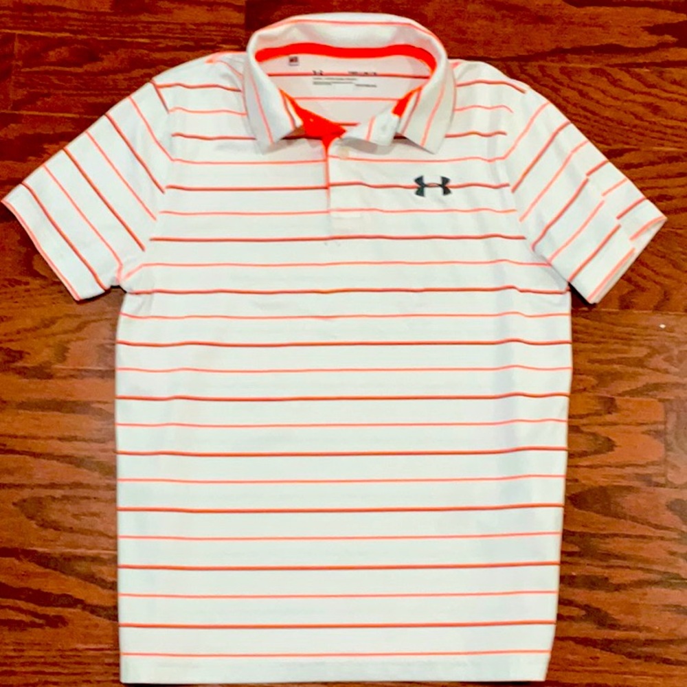 Under Armor white and Orange polo
